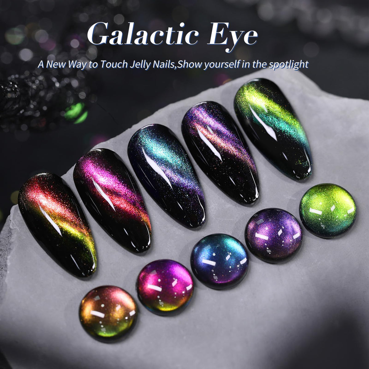 Galaxy shine holographic finish in Born Pretty Cat Magnetic Eye Nail Polish Set