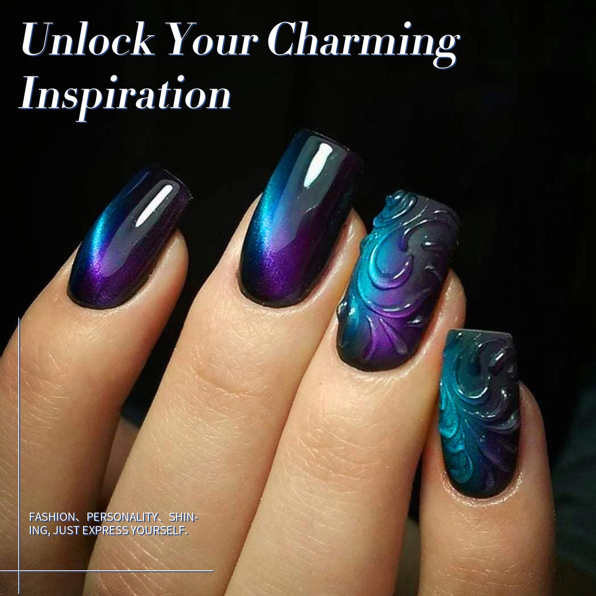 Born Pretty Cat Magnetic Eye Nail Polish Set green chameleon color with shift