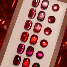 Born Pretty Christmas Red Cat magnetic gel polish set six vibrant colors displayed front view