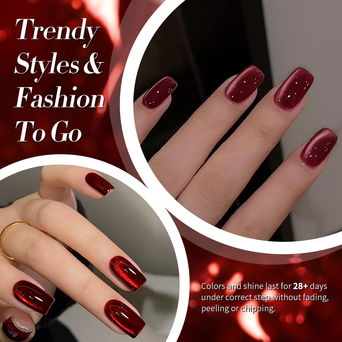 Born Pretty Christmas Red Cat close-up reveals magnetic eye glitter shimmer