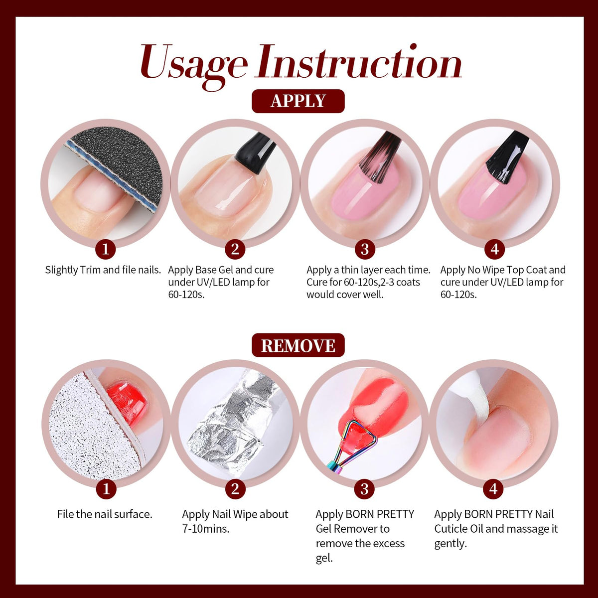 Born Pretty gel polish bottle resting on warm light for salon-quality shine
