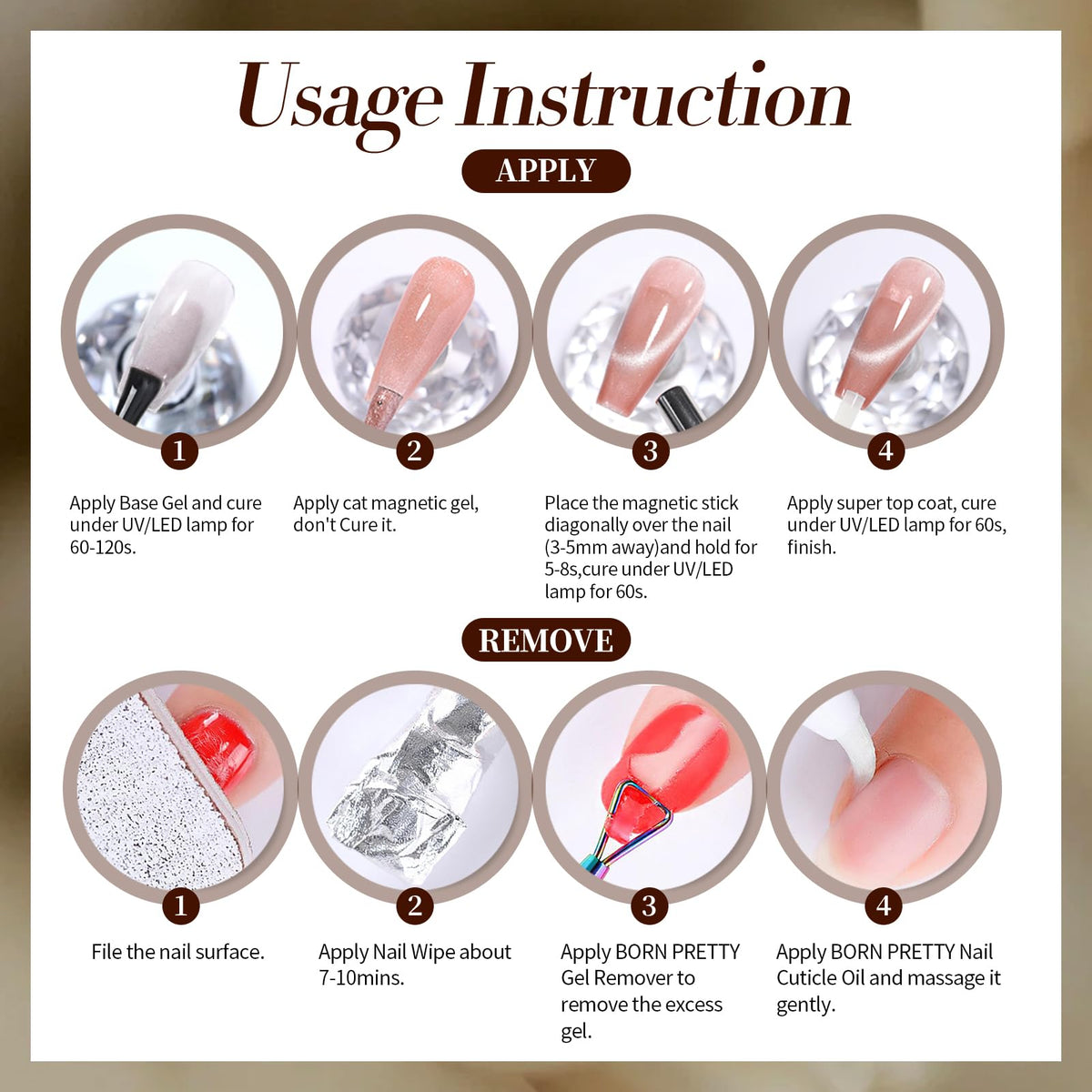 Born Pretty LED curing session with gel polish bottle under lamp