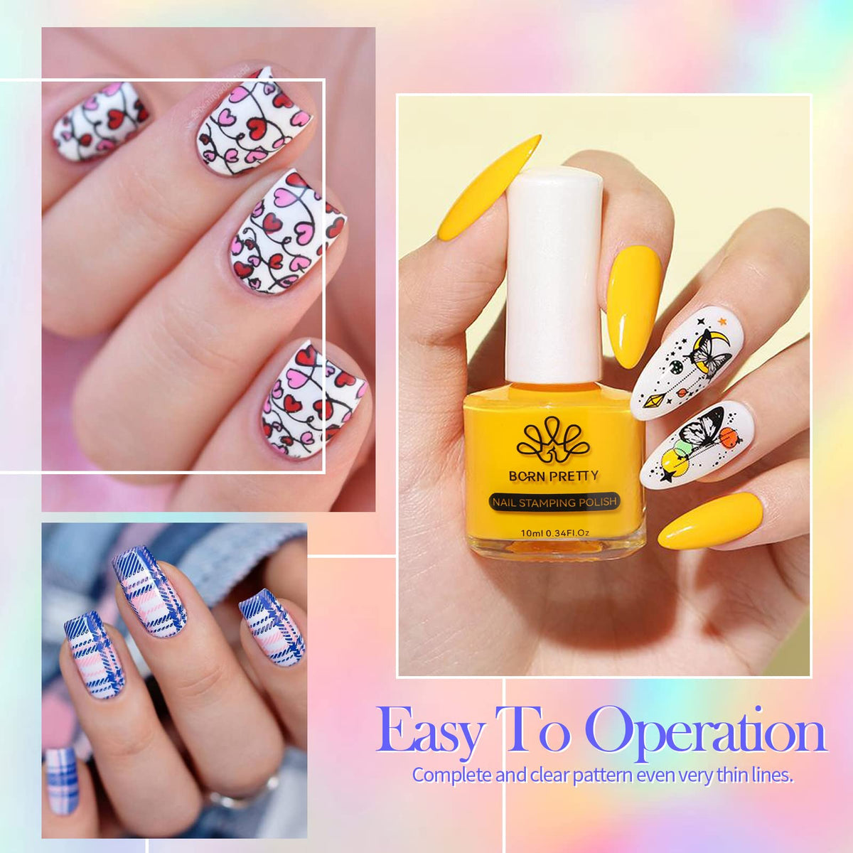 Born Pretty stamping plate in use for easy nail art.