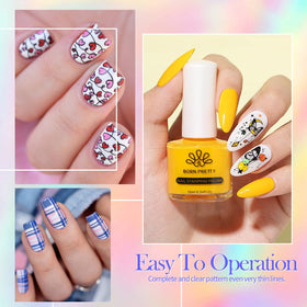 Born Pretty stamping plate in use for easy nail art.
