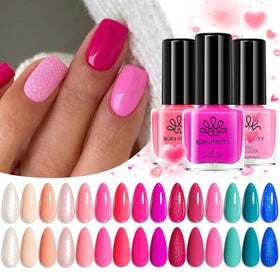 Born Pretty pink nail polish set bottles display 15 glossy shades for at-home manicures