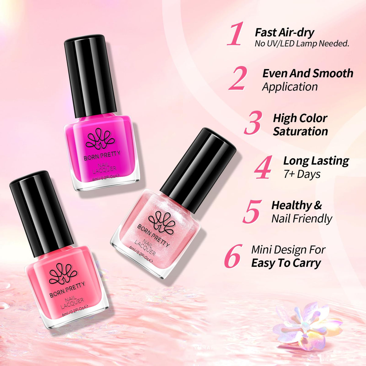 Born Pretty pink shades provide quick-dry formula for fast at-home manicures