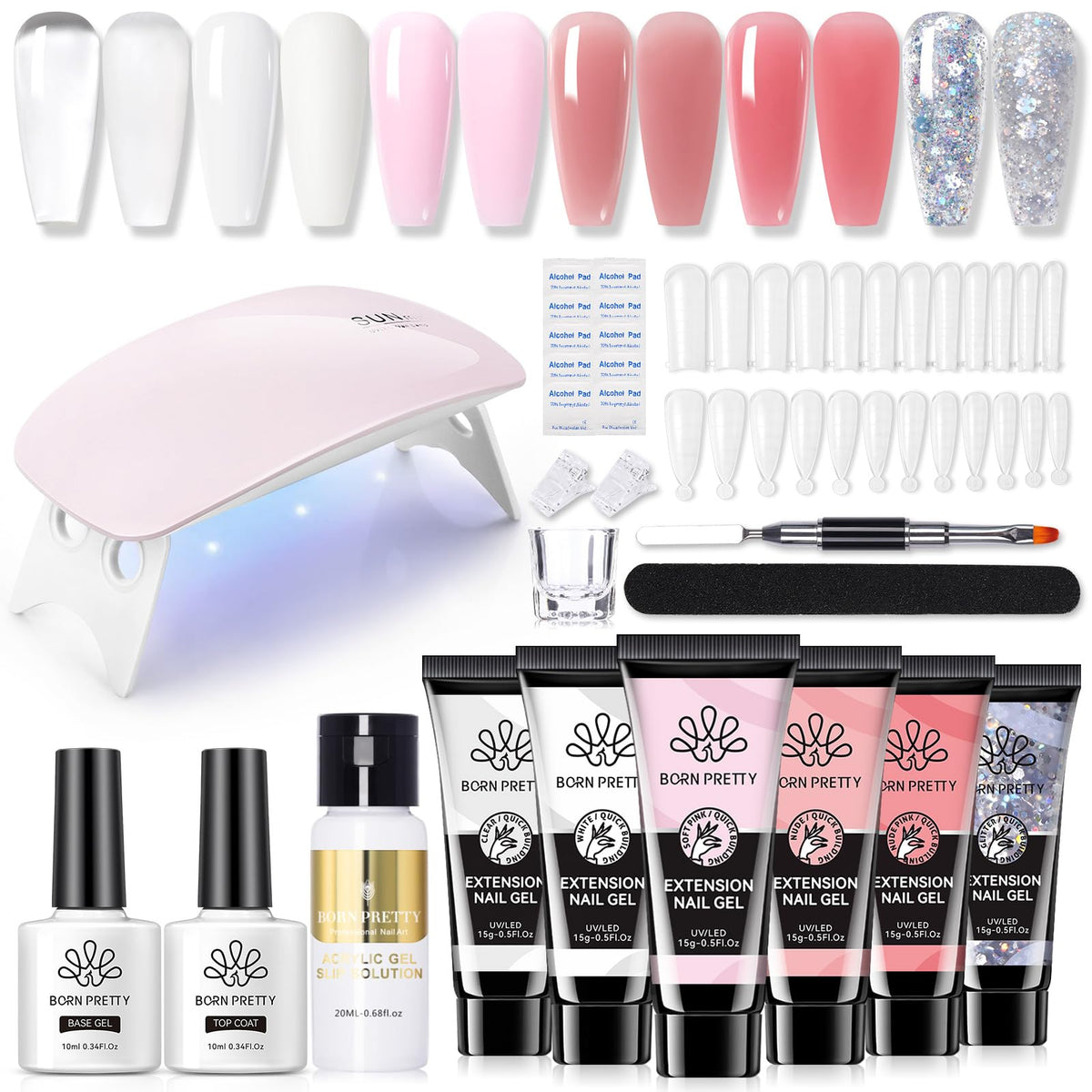 Born Pretty poly extension kit with lamp for easy at-home manicures
