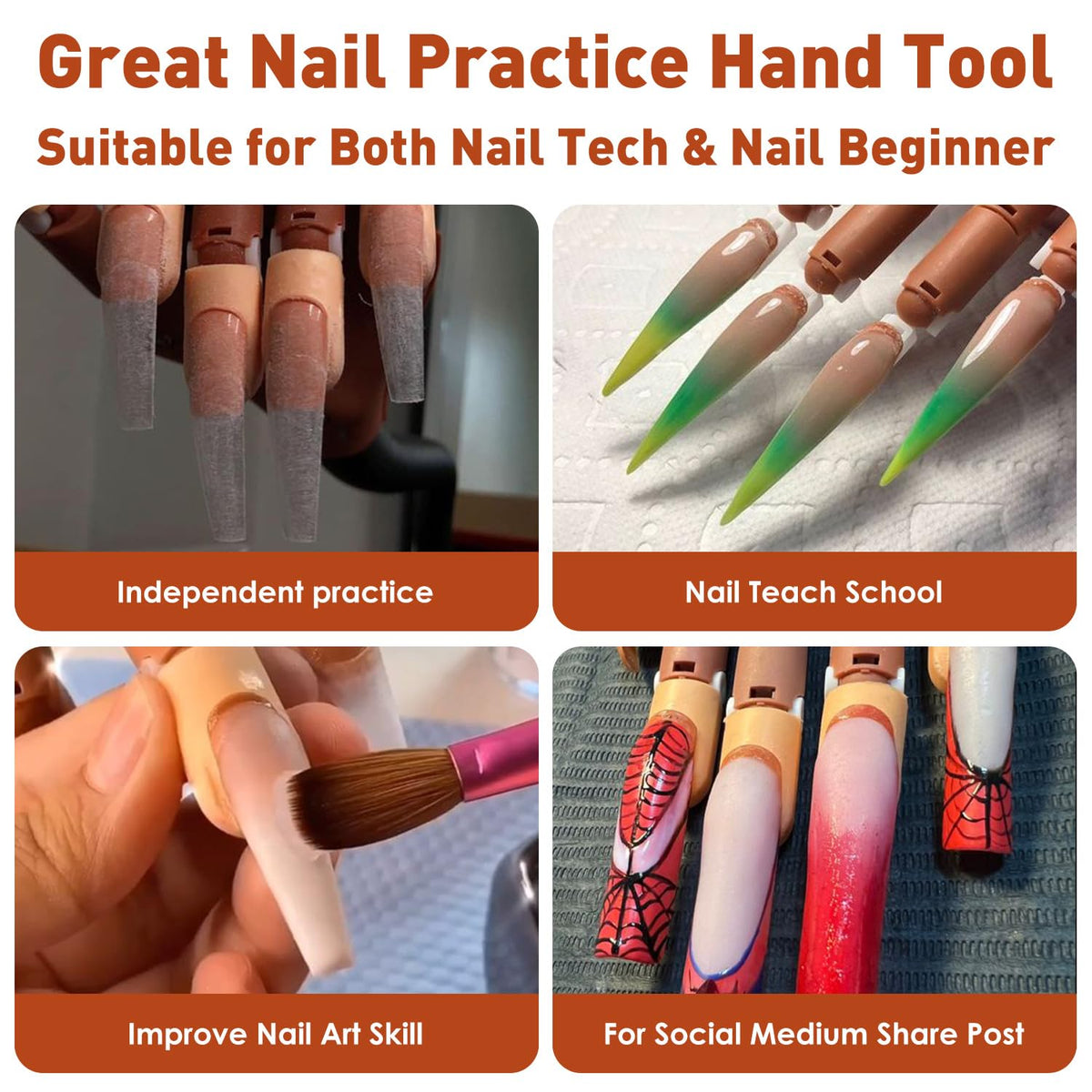BORNBYME durable ABS material hand offers long-lasting nail practice sessions.