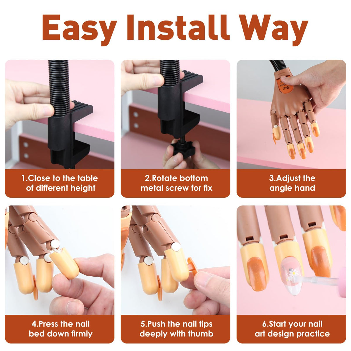 BORNBYME adjustable nail training fingers suitable for various manicure designs.