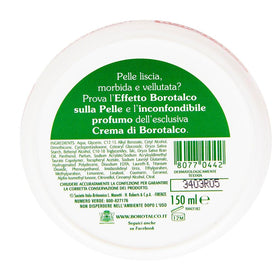 Borotalco nourishing body cream trio close-up shows silky texture for daily care.