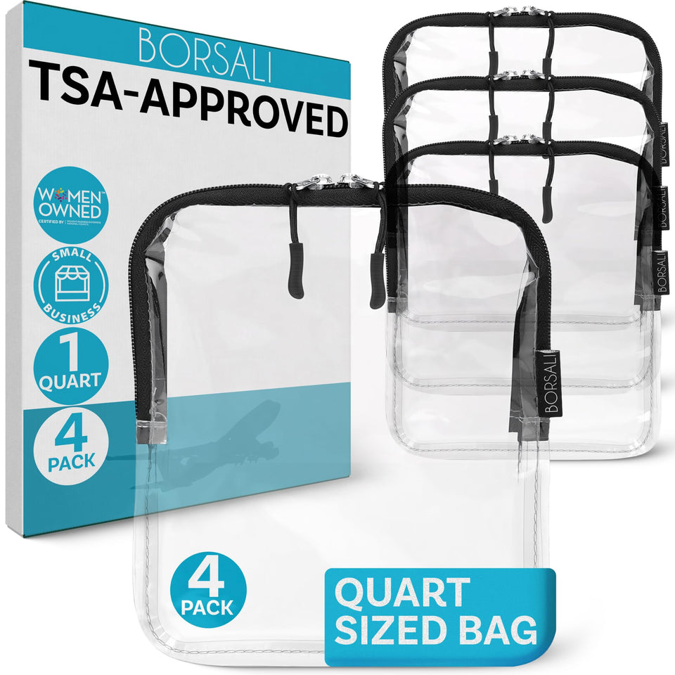 BORSALI TSA-approved toiletry bag in front view for quick security checks
