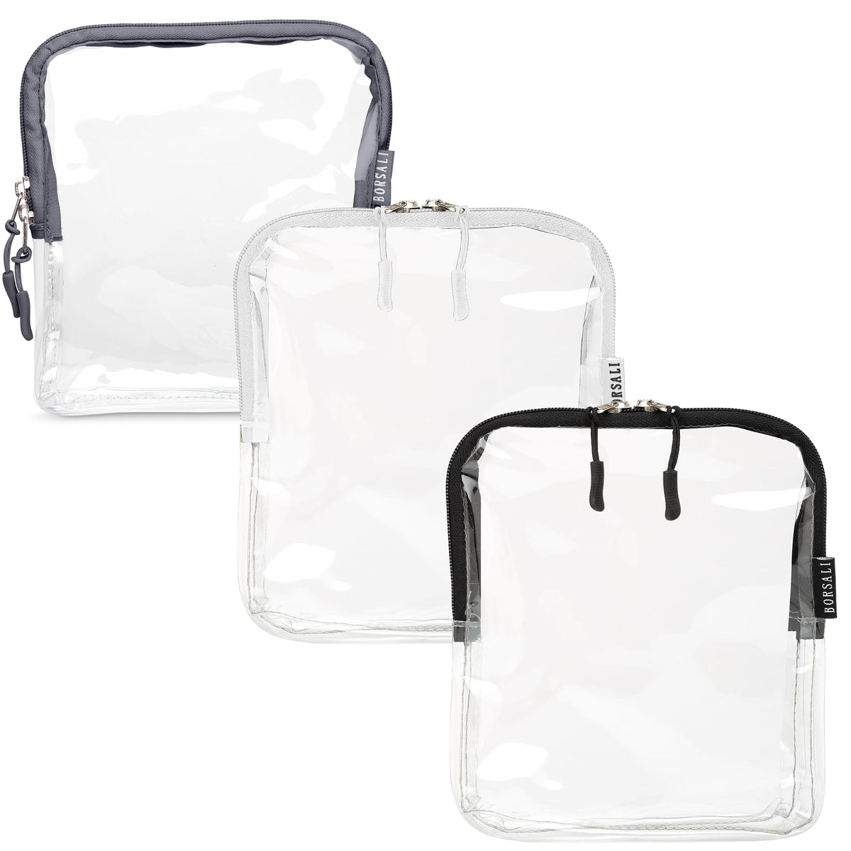 BORSALI TSA clear bag 1L closed showing compact, secure travel storage for liquids