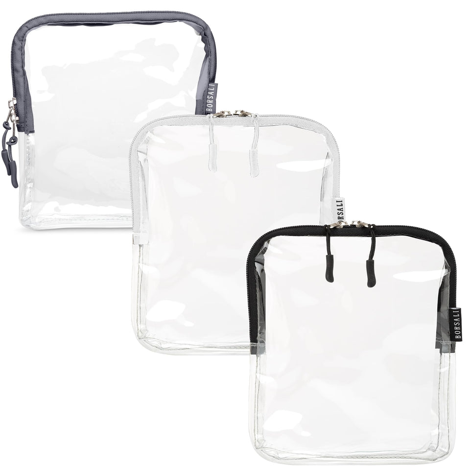 BORSALI TSA clear bag 1L closed showing compact, secure travel storage for liquids