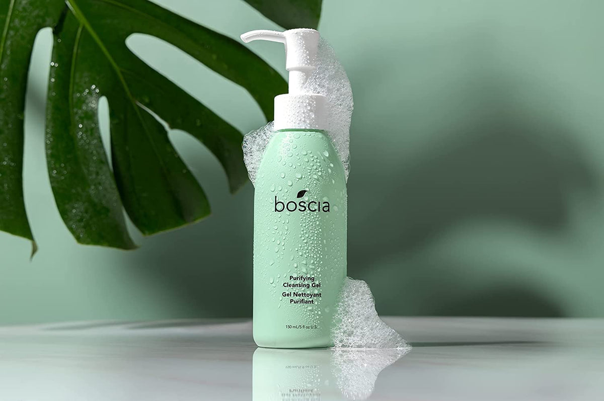 Boscia Purifying Cleansing Gel with Jojoba Leaf and Willowherb for calming redness.