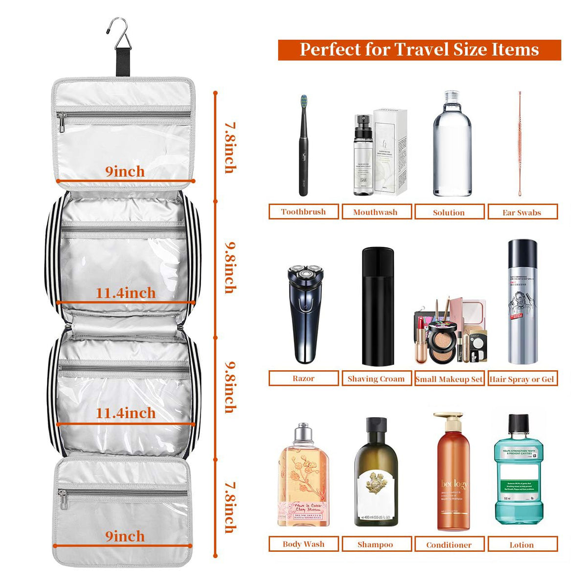 Bosidu leather dopp kit with waterproof base protects contents during travel