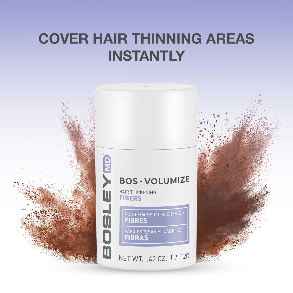 BosleyMD BosVolumize fibers applied to thinning areas for instant fullness