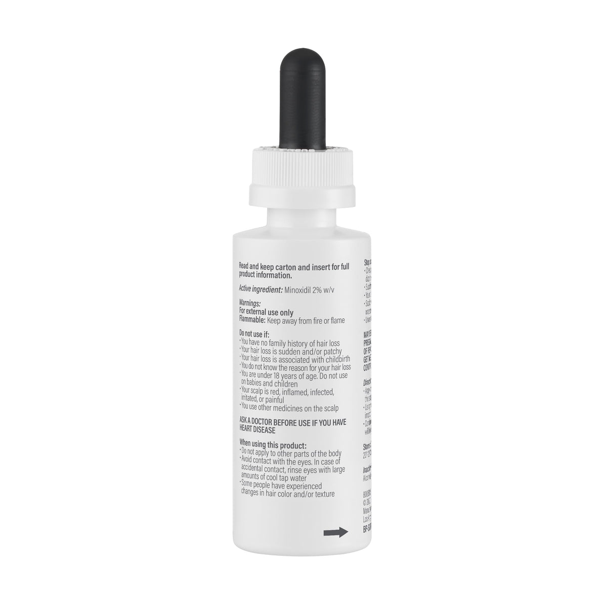 Label highlights vegan, sulfate-free, and cruelty-free features on BosleyMD Minoxidil.