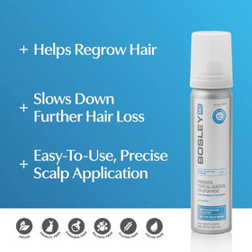 BosleyMD Minoxidil Foam dispense action showing easy-on application