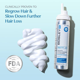 BosleyMD Minoxidil Foam applied to scalp targeting thinning areas