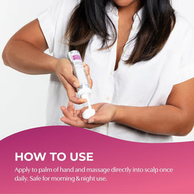 BosleyMD women's hair regrowth foam in a typical daily routine.