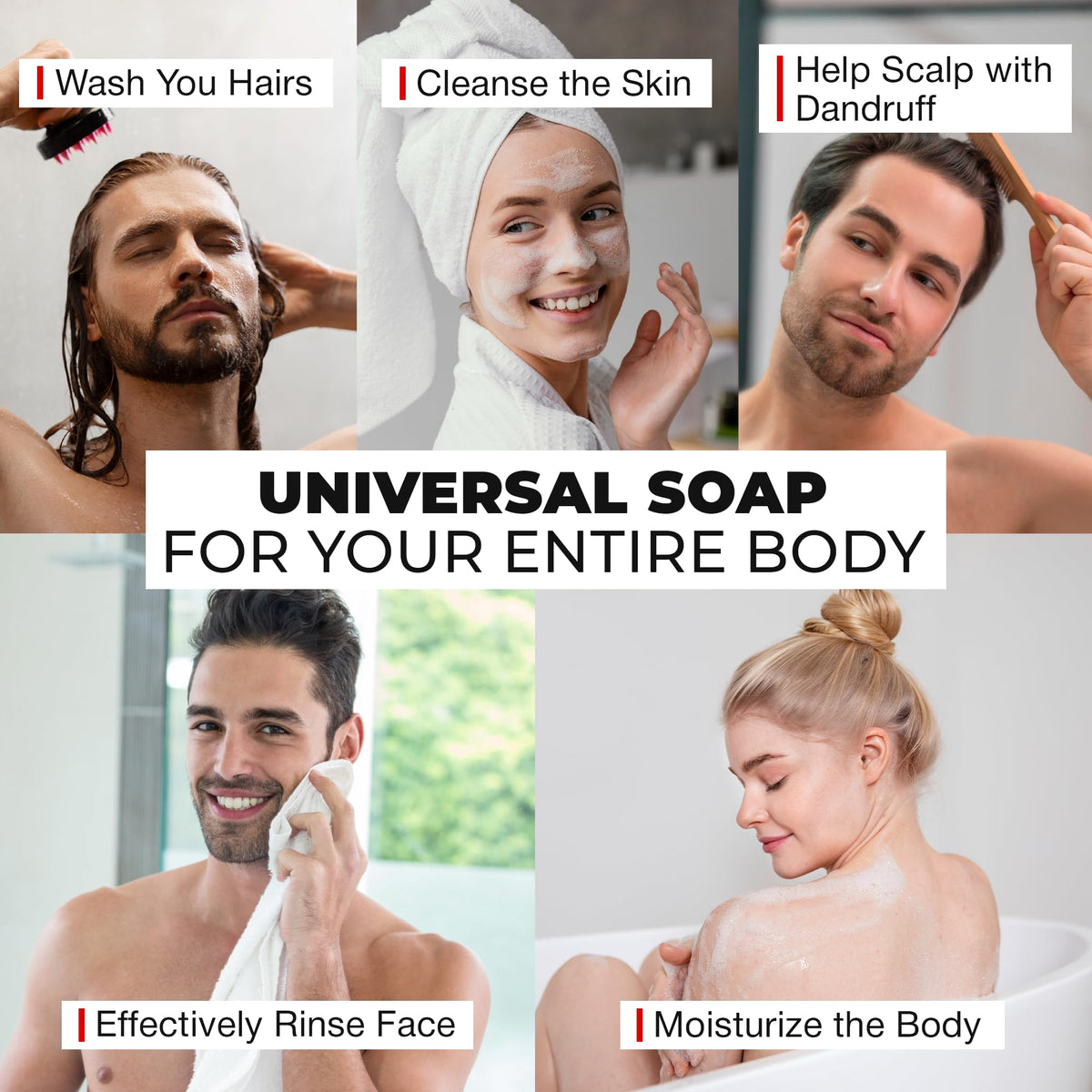 Rich lather from the 4-in-1 charcoal bar for beard and skin.