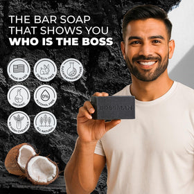 Beard-wash application with the Bossman bar for grooming on the go.