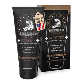 Bossman Fortify beard conditioner bottle pour for nourished, fuller beard