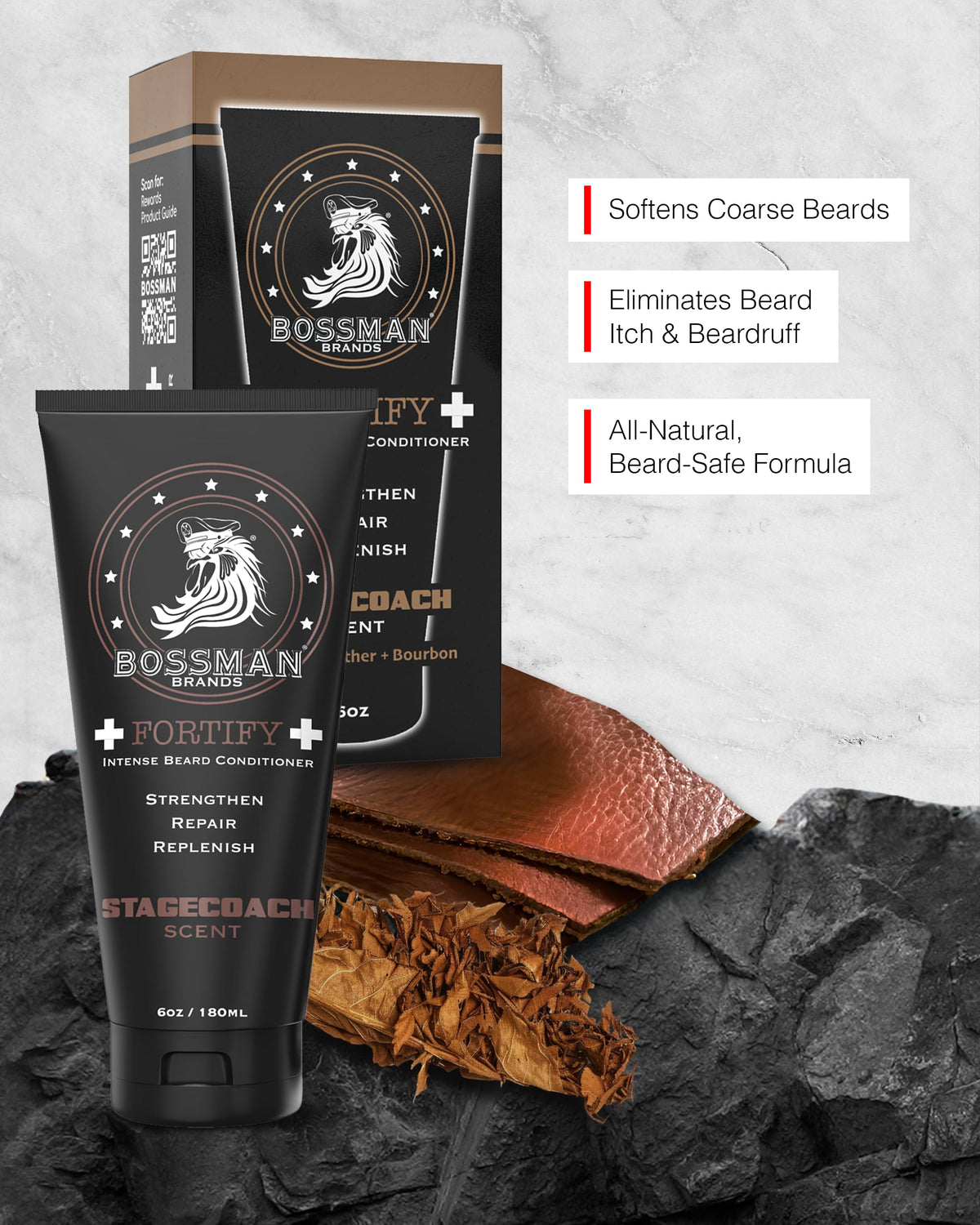 Creamy texture of Bossman conditioner smoothing coarse hairs