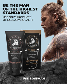 Beard and skin moisture improved with Bossman Fortify conditioner