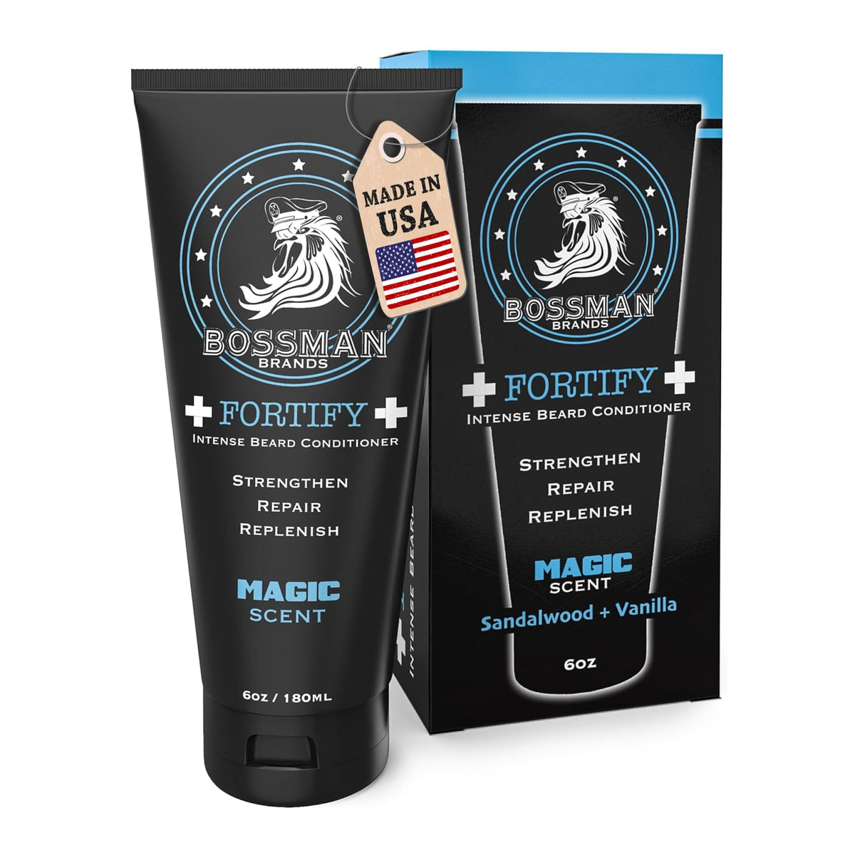 Bossman Fortify Intense Beard Conditioner bottle for smooth, healthier-looking beard.