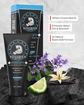 Bossman Fortify in-shower application demonstrates deep nourishment for easier styling.