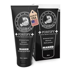 Bossman Fortify Intense Beard Conditioner unscented bottle for daily use