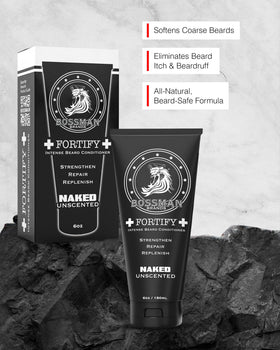 Bossman Fortify Intense unscented conditioner jar with nourishing formula