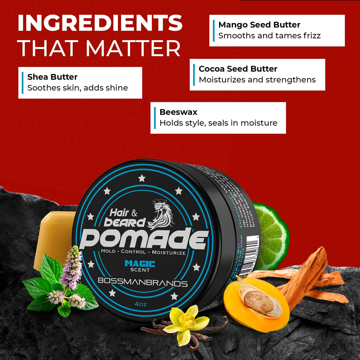 Applying Bossman pomade to wet hair for moisture and shaping.