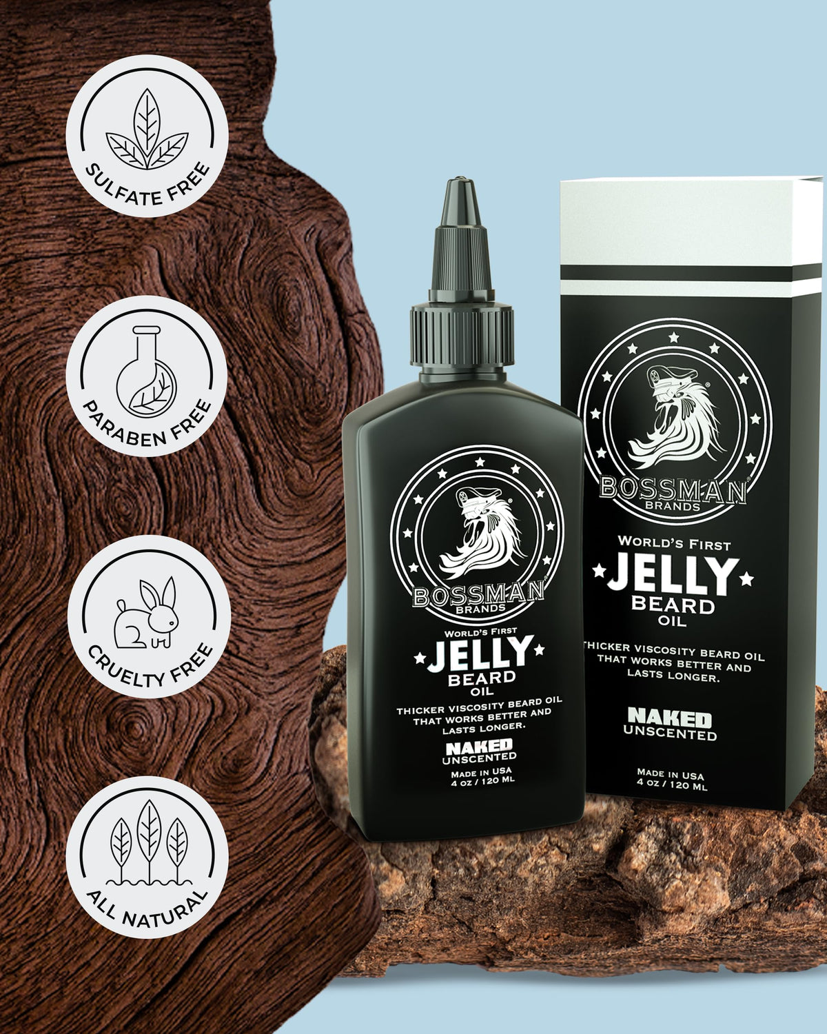 Bossman Jelly ingredients: beeswax, avocado oil, and soybean oil