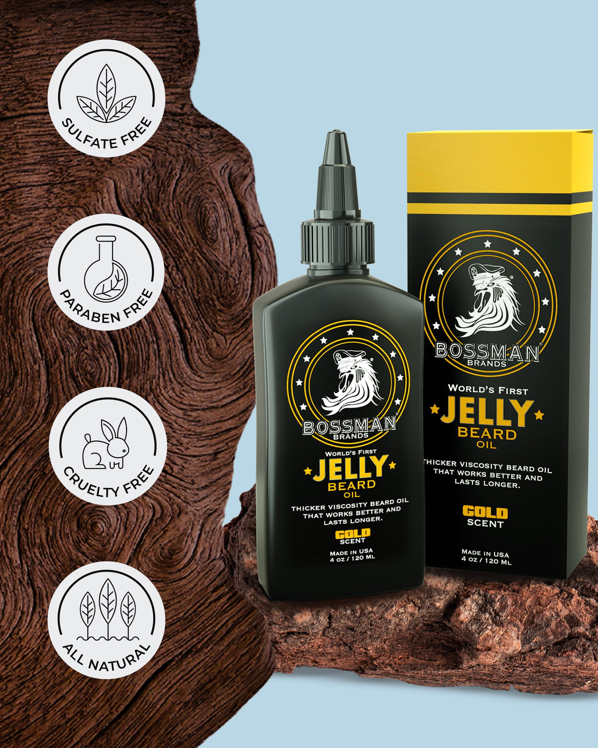 Bossman Jelly Beard Oil contains soybean oil for moisture.