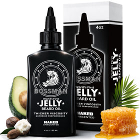 Bossman Jelly Beard Oil jar closeup showing rich jelly texture for moisture