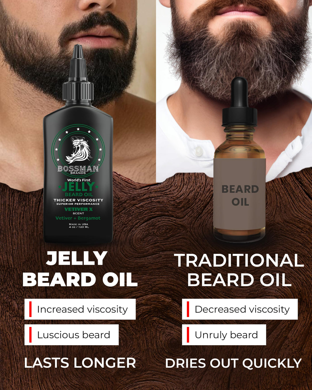 Bossman ingredients close-up features beeswax and avocado oil for hydration