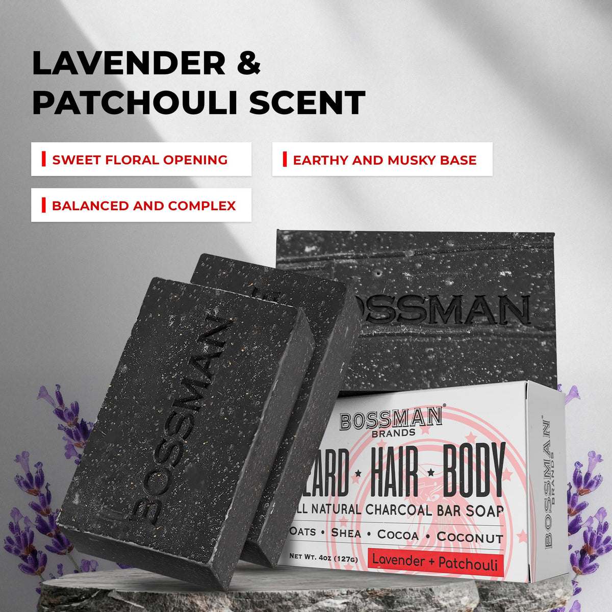 USA-made Bossman cruelty-free label highlights ethical grooming choice.