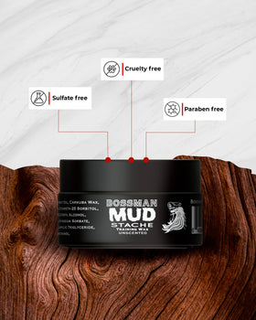 Strong hold keeps moustache hairs tamed through the day.