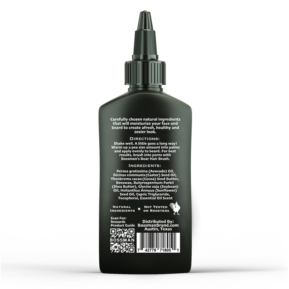 Bossman USA-made 4 oz bottle ready for daily beard care