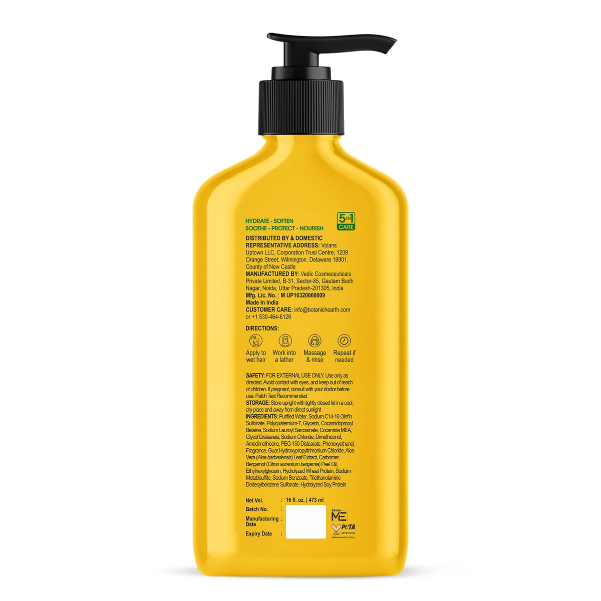Sulfate-free formula of Botanic Hearth preserves natural oils during wash.