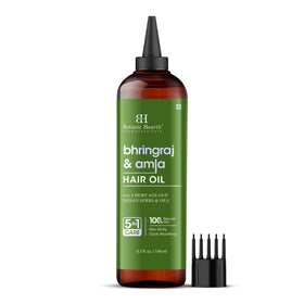 Botanic Hearth bhringraj-amla oil bottle promoting healthier-looking hair