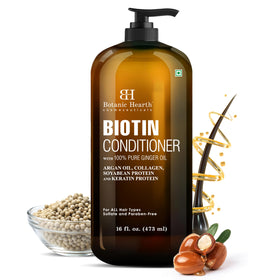 Botanic Hearth Biotin Conditioner ginger oil bottle promotes healthier-looking hair