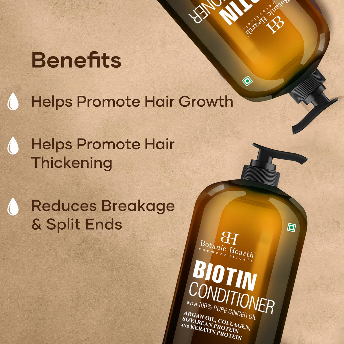 Keratin and argan oil blend in Botanic Hearth Biotin Conditioner for hydration
