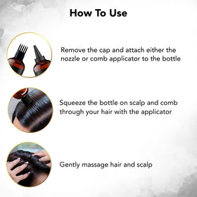 Botanic Hearth Biotin Oil applied to hair to soothe frizz and boost shine.
