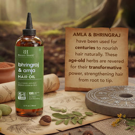 Botanic Hearth bottle pour showing smooth distribution on scalp