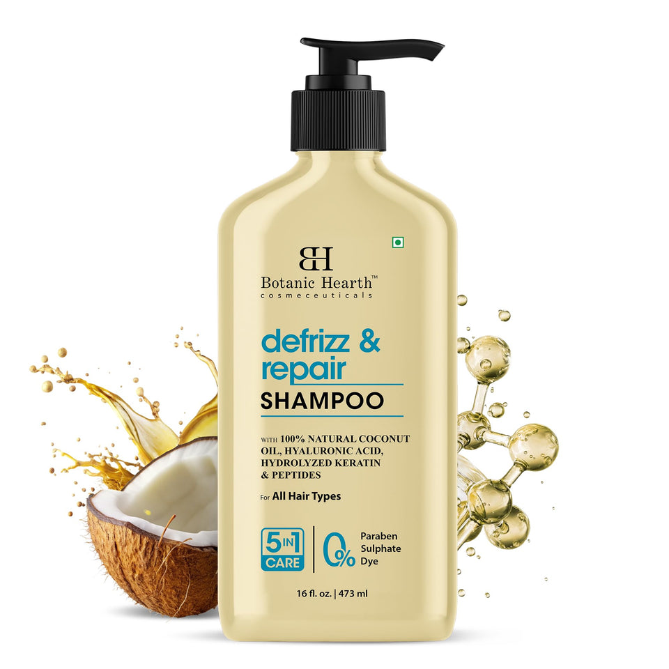 Botanic Hearth Coconut Oil Shampoo bottle showing a refreshing clarifying cleanse.