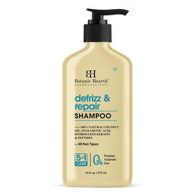 Botanic Hearth Shampoo highlights hyaluronic acid for hydration and shine.