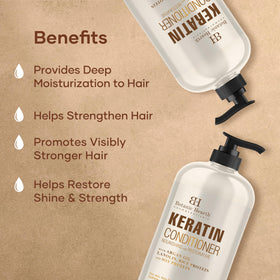 Closeup of Botanic Hearth Keratin Conditioner smoothing frizz for glossy strands